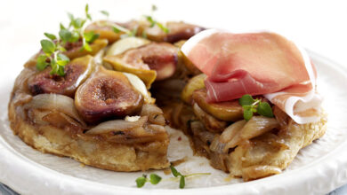 Tarte Tatin oignons caramélisés, figues Jambon de Parme