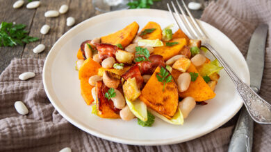 Salade chaud-froid Haricots Tarbais butternut chorizo