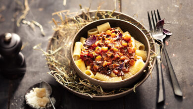 Rigatoni bolognaise cœur de bœuf fumé