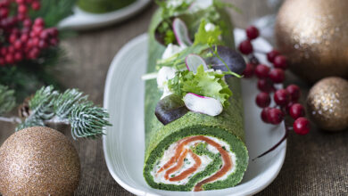 Bûche aux épinards Florette, saumon, fromage ail et fines herbes, ciboulette