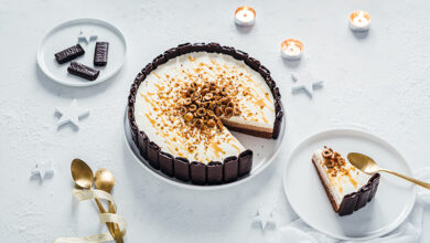 Entremet croustillant Crêpes Dentelle chocolat noir, noisettes caramel Gavottes