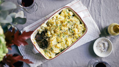 Gratin de bœuf irlandais, thym, oignons purée de céleri