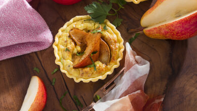 Mini quiche poire et jambon de Parme