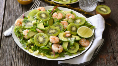 Salade aux Kiwis de l’Adour IGP et crevettes