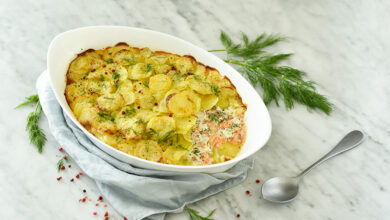 Gratin Ratte du Touquet deux saumons
