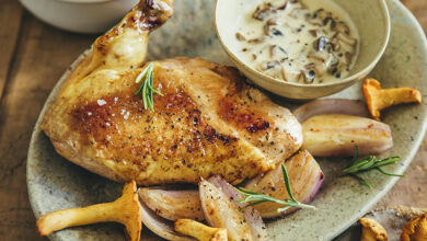 Suprêmes de volaille, sauce champignons