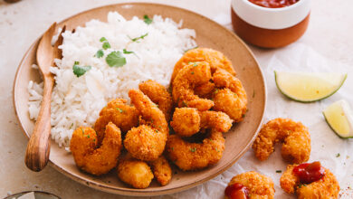 Crevettes frites salsa tomate épicée