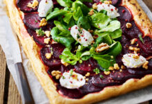 Tarte fromage frais, betterave miel