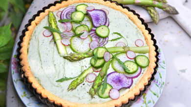Tarte avocat, légumes de printemps
