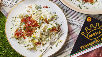 Salade de pommes de terre Jambon de Parme croustillant