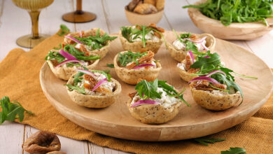 Mini cup, chèvre, figue, roquette