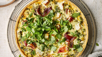 Quiche petits pois, feta jambon de Parme