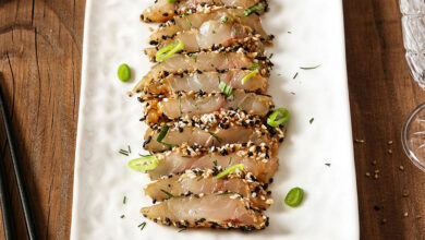 Tataki de dorade grise croûte de sésame