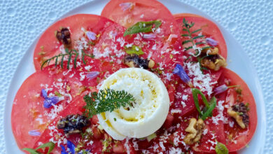 Tomate Saint-Marcellin IGP glacé, herbes fleurs du jardin