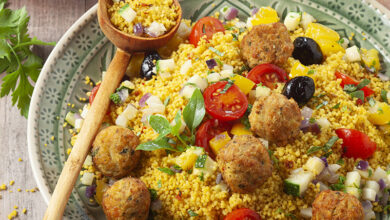 Couscous parfumé Épices du Monde légumes d’été falafels
