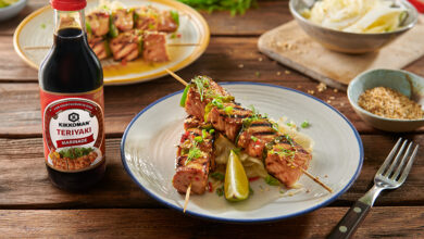 Brochettes de saumon poivrons à l’asiatique