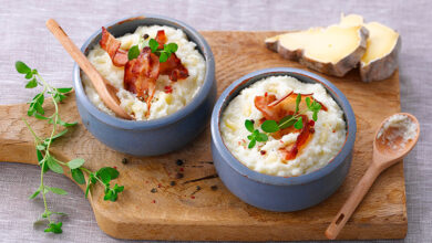 Risotto de Floraline Saint-Nectaire lardons fumés