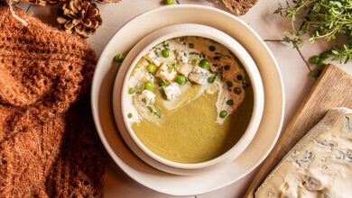 Soupe petits pois Gorgonzola