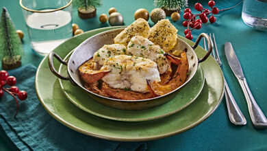 Médaillons de lotte cassolette, chips parmesan, potimarron persil frais