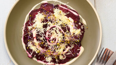 Carpaccio betterave mayonnaise Morbier AOP