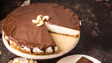 Cheesecake vegan noix de cajou sauce chocolat-caramel