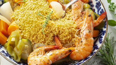 Couscous Parfumé Épices Douces, légumes gambas