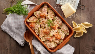 Conchiglionis farcis saumon mariné herbes de Provence