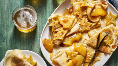 Crêpes caramel beurre salé fruits exotiques