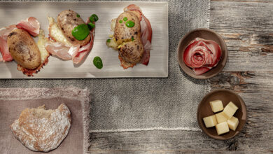 Pommes de terre farcies Speck Alto Adige IGP Fromage Stelvio AOP