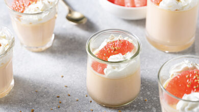 Posset Pamplemousse de Floride chocolat blanc sésame