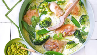 Poulet lait parfumé curry vert