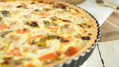 Quiche truite fumée verts de poireaux