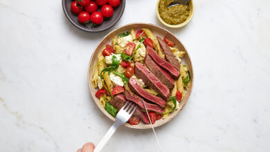 Bifteck salade de pâtes à l’italienne