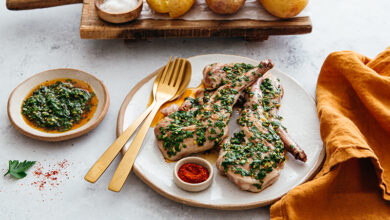 Gigolettes de lapin, sauce chimichurri