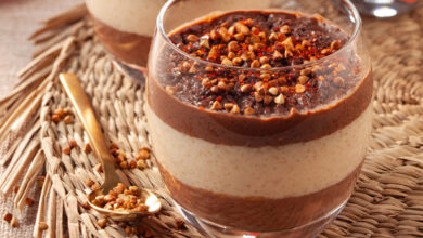 Panna cotta Tapioca Tipiak, chocolat noir piment d’Espelette