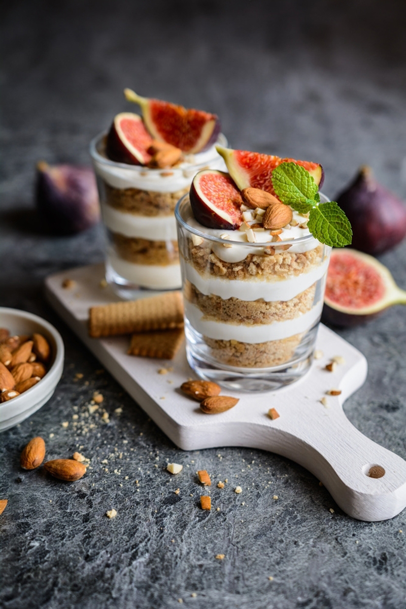 Parfait mascarpone, figues, petits beurre amandes