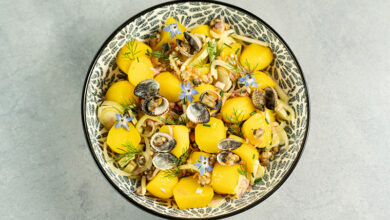 Salade de coques pommes de terre safranées