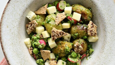 Salade primeur petit pois, radis, pomme de terre Morbier AOP