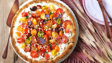 Tarte fromage frais tomates multicolores