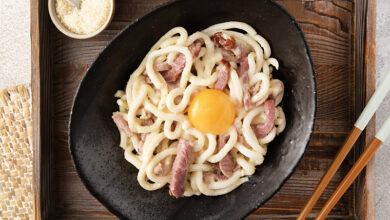 Nouilles Udon carbonara