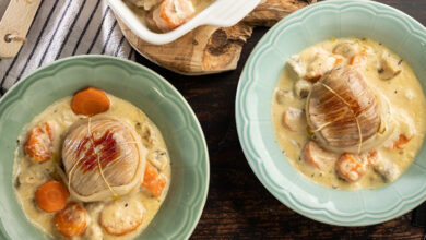 Paupiettes de veau, carottes, champignons sauce crémeuse