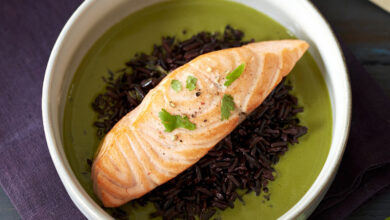 Pavé saumon Écossais Label Rouge sauce coco thé matcha