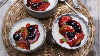 Riz au lait fruits caramélisés