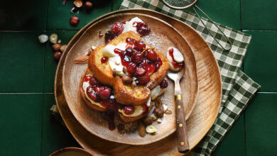 Croque pain perdu compotée de raisin