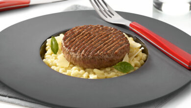 Steak haché risotto coquillettes
