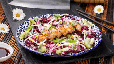 Tataki truite des Pyrénées salade thaï kiwi