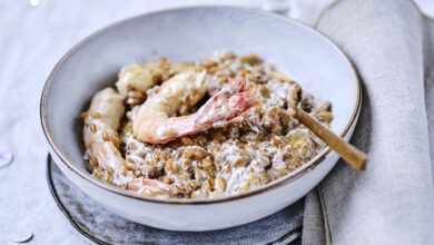 Risotto d’épeautre gambas