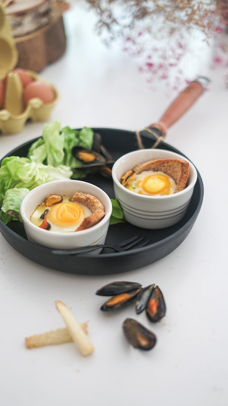 Œufs cocotte Moules de bouchot Baie du Mont-Saint-Michel