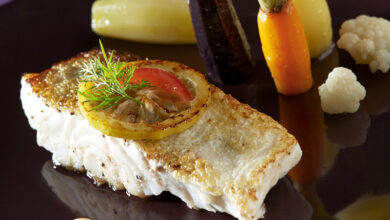 Dos de cabillaud rôti jardinière de légumes