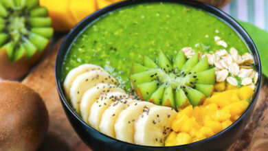 Smoothie bowl vitaminé kiwi de France, banane mangue